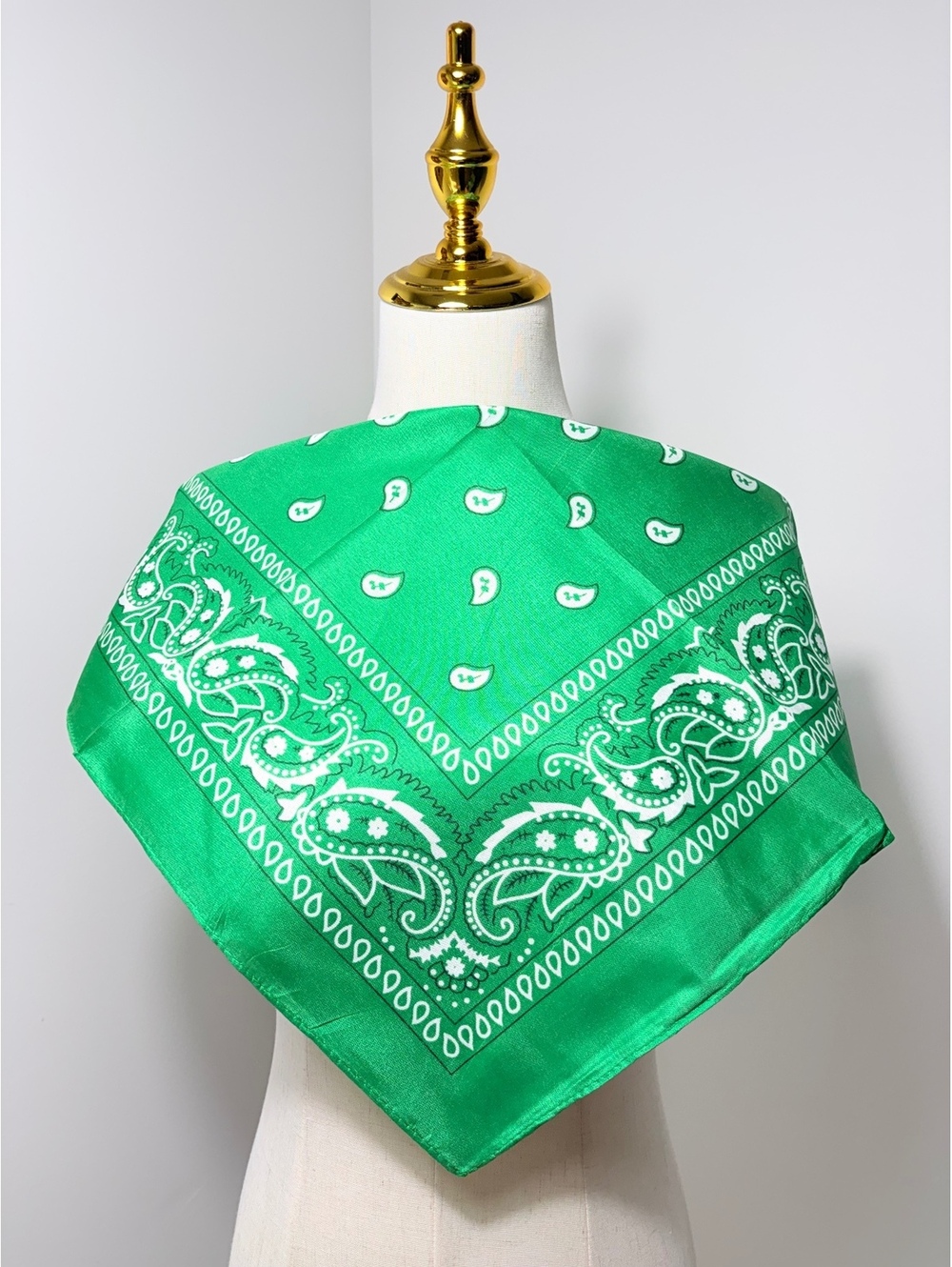 Green Paisley Bandana Scarf Polyester Square Head Neck Wrap